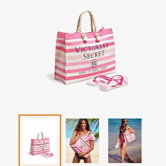 🆕VICTORIA’S SECRET Pink & White Striped Flip Flop Sandals - Picture 6 of 12